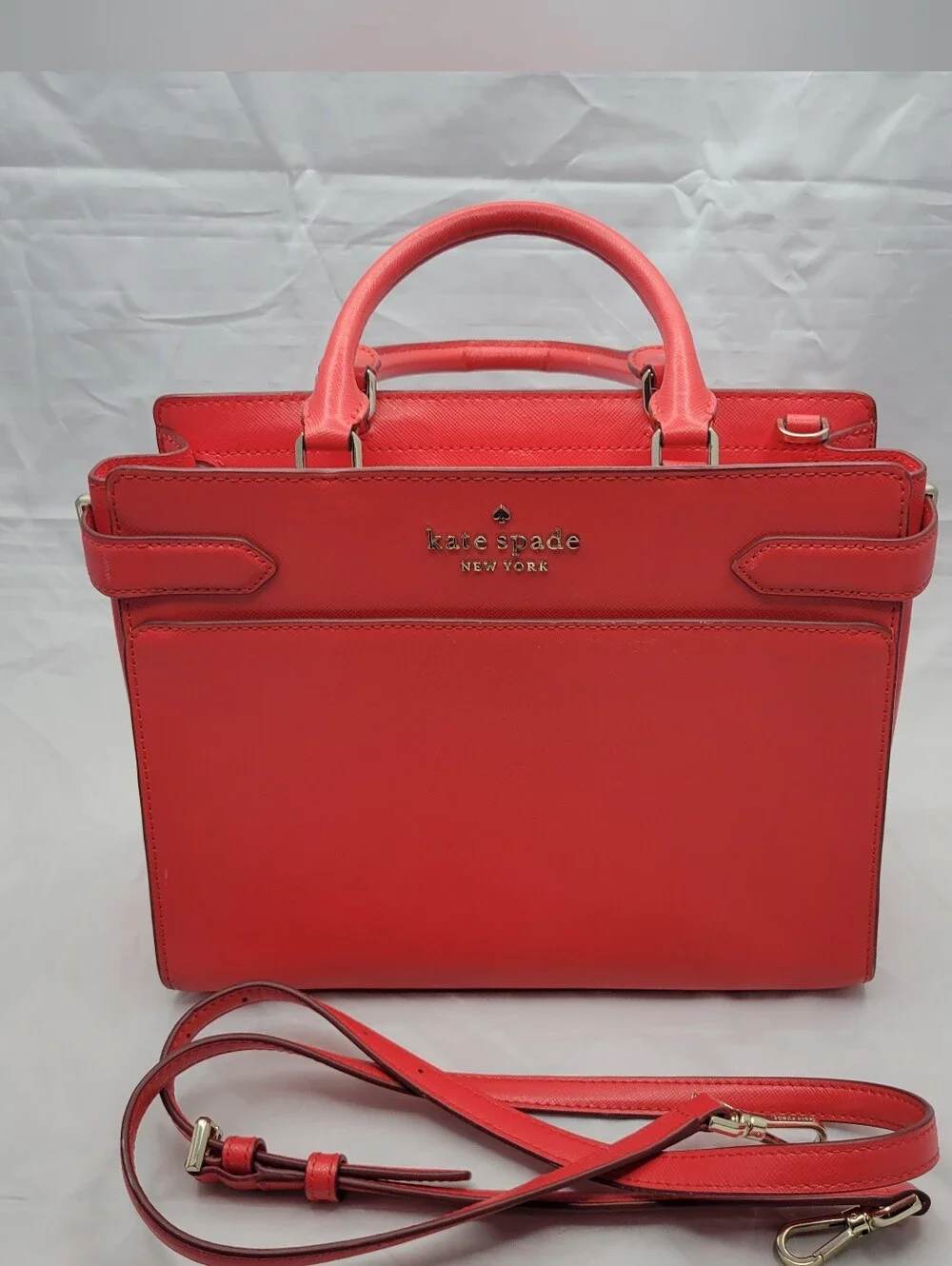 kate spade New York Red Structured Satchel With Long Strap